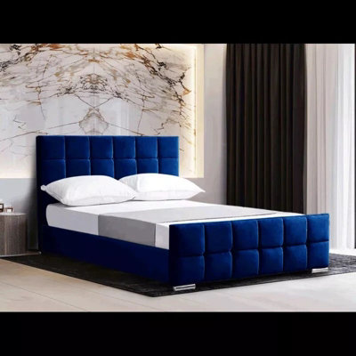 Stratus Interiors Malta Cubed Upholstered Bed Frame Plush VelvetDoorstep Delivery Only No AssemblySingleGas Lift Ottoman Storage Type from B&Q