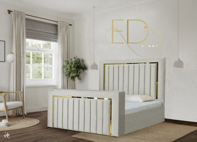 Stratus Interiors Emperor Tv Bed Gold Silver Trim Panel Border -Superking from B&Q