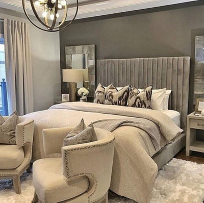 Stratus Interiors Romana Slim Panelled Upholstered Bed FrameDoorstep Delivery Only No AssemblyDoubleNo Storage Type from B&Q