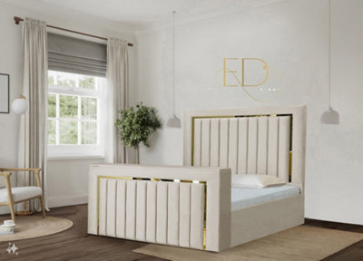 Stratus Interiors Emperor Tv Bed Gold Silver Trim Panel BorderDouble from B&Q