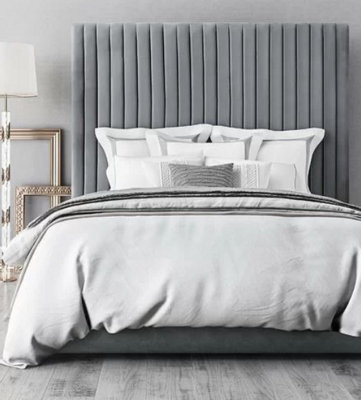 Stratus Interiors Romana Slim Panelled Upholstered Bed FrameAdd Professional Assembly & Delivery- Small DoubleGas Lift Ottoman Storage Type from B&Q