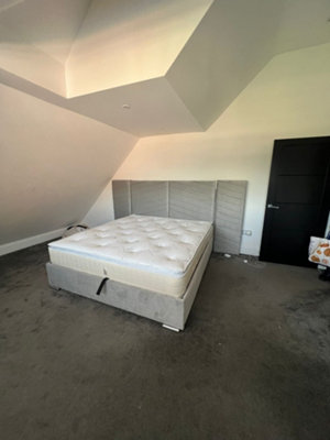 Stratus Interiors Atlas Wide Headboard Gold And Silver Trim Bed FrameDoorstep Delivery Only No AssemblySuper KingNo Storage Type from B&Q