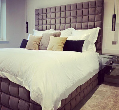 Stratus Interiors Hampshire Tall Cubed Design Bed Frame Large Cubed SidesAdd Professional Assembly & Delivery- KingNo Storage Type from B&Q