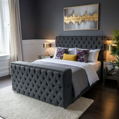 Stratus Interiors Ambassador Tv Bed With Storage Chesterfield Platform Style Plush VelvetAdd Professional Assembly & Delivery- KingNo Storage from B&Q