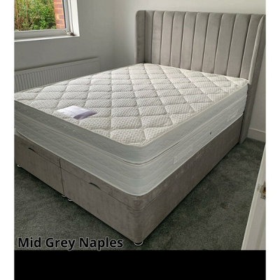 Stratus Interiors Oulton Wing Back Panel Headboard Divan Bed Optional StorageDoorstep Delivery Only No AssemblyKing4 Drawer from B&Q