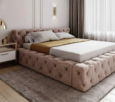 Stratus Interiors Mini Ambassador Short Chunky Headboard Bed FrameDoorstep Delivery Only No AssemblyKingNo Storage Type from B&Q