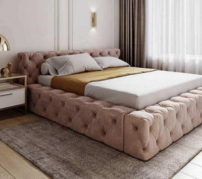 Stratus Interiors Mini Ambassador Short Chunky Headboard Bed FrameDoorstep Delivery Only No AssemblyKingGas Lift Ottoman Storage Type from B&Q