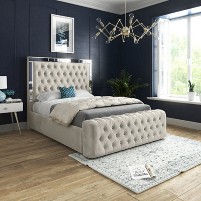 Stratus Interiors Winchester Buttoned Mirror Border Bed FrameDoorstep Delivery Only No AssemblyKingNo Storage Type from B&Q
