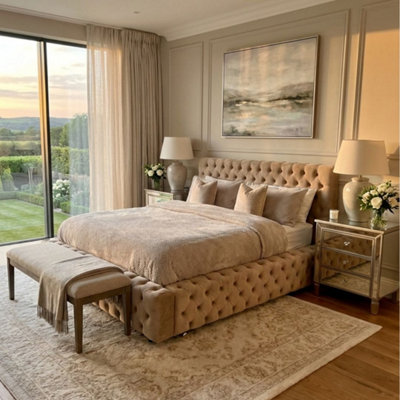 Stratus Interiors Mini Ambassador Short Chunky Headboard Bed FrameAdd Professional Assembly & Delivery- SingleGas Lift Ottoman Storage Type from B&Q