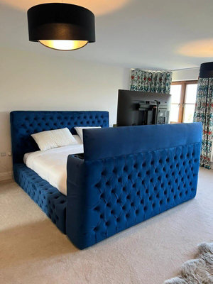 Stratus Interiors Ambassador Tv Bed With Storage Chesterfield Platform Plush Velvet-Add Professional Assembly Delivery- Small Double-Gaslift Storage from B&Q