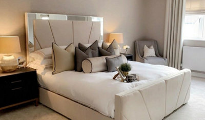 Stratus Interiors Knightsbridge Art Deco Lined Mirrored Bed FrameDoorstep Delivery Only No AssemblySingleGas Lift Ottoman Storage Type from B&Q