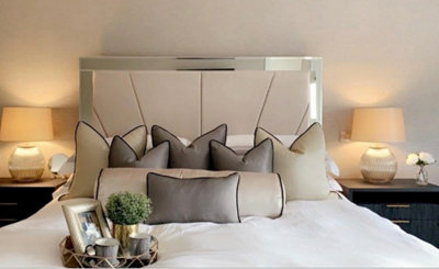 Stratus Interiors Knightsbridge Art Deco Lined Mirrored Bed FrameDoorstep Delivery Only No AssemblyDoubleNo Storage Type from B&Q