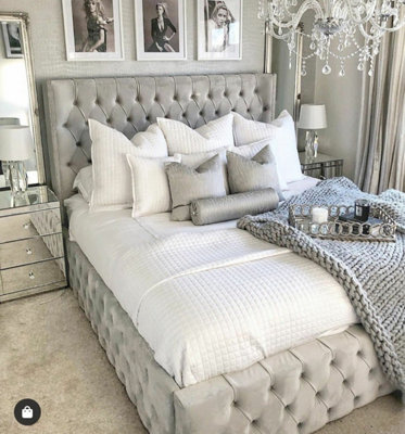 Stratus Interiors Kensington Wing Back Studded Bed Frame.Add Professional Assembly And Delivery To Room Of ChoiceKingNo Storage Type from B&Q