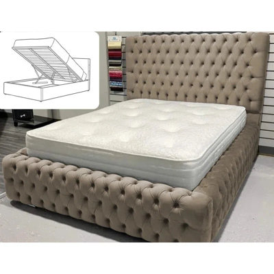 Stratus Interiors Linley Chesterfield Upholstered Bed FrameDoorstep Delivery Only No AssemblySingleGas Lift Ottoman Storage Type from B&Q