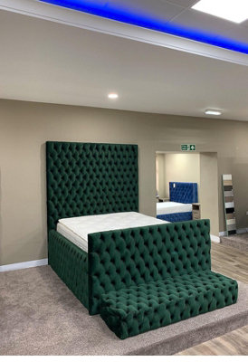 Stratus Interiors Hilton Tall Chesterfield Upholstered Bed Frame With Tall Footboard-Doorstep Delivery Only No Assembly-Single-Gas Lift Storage from B&Q
