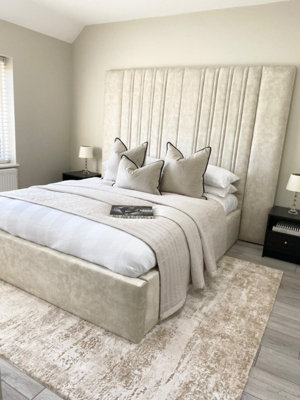 Stratus Interiors Tall Chateaux Paneled Floor To Ceiling Headboard Bed FrameAdd Professional Assembly & Delivery- KingGas Lift Ottoman Storage from B&Q