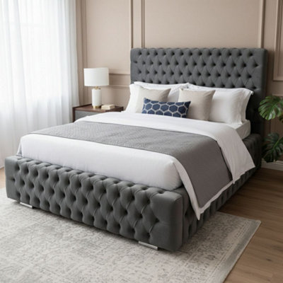 Stratus Interiors Linley Chesterfield Upholstered Bed FrameDoorstep Delivery Only No AssemblyDoubleGas Lift Ottoman Storage Type from B&Q