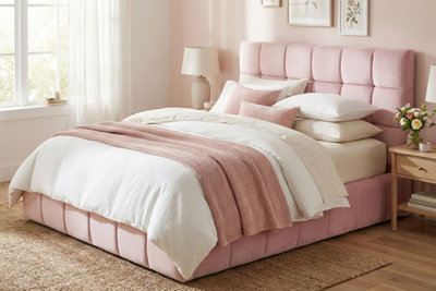 Stratus Interiors Cloud Bed Fabric Cubed Platform Bed Optional StorageKingNo Storage Type from B&Q