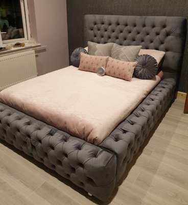 Stratus Interiors Ambassador Chesterfield Upholstered Platform Bed FrameDoorstep Delivery Only No AssemblyKingGas Lift Ottoman Storage Type from B&Q