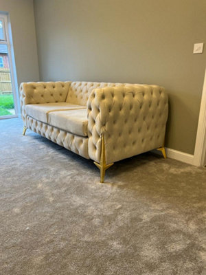 Stratus Interiors Italian Chesterfield Upholstered Velvet Fullback Sofa1 Seater from B&Q