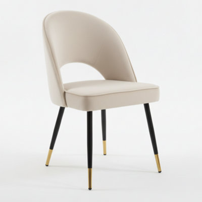 B&Q -  Astra Dining Chair Gold Tipped Wooden Legs -Beige Velvet