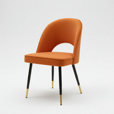 B&Q -  Astra Dining Chair Gold Tipped Wooden Legs Leather And FabricTan Leather Pu