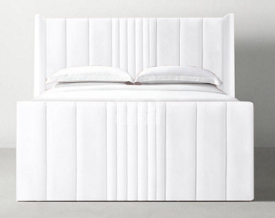 Stratus Interiors Romana Slim Wing Back Paneled Tall Headboard Bed Frame Optional Gas Lift StorageMustard PlushSingleMetal Gaslift from B&Q