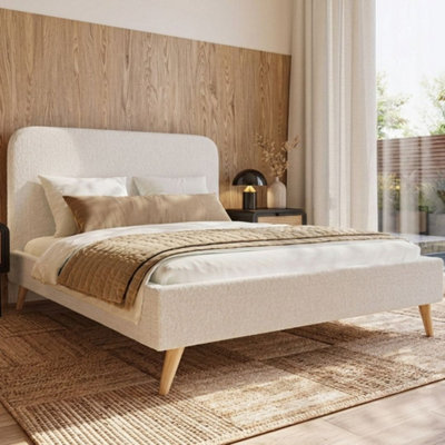 Stratus Interiors Diana Curved Headboard Teddy Boucle Bed FrameKing from B&Q