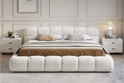 Stratus Interiors Cubed Mini Ambassador Upholstered Platform Bed FrameLow HeadboardModern Cube DesignGas Lift StorageSmall Double from B&Q