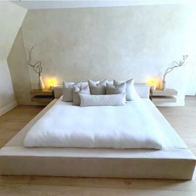 Stratus Interiors Manhattan Plain Platform BedLow Headboard Modern Minimalist Bed FrameGas Lift StorageKing from B&Q