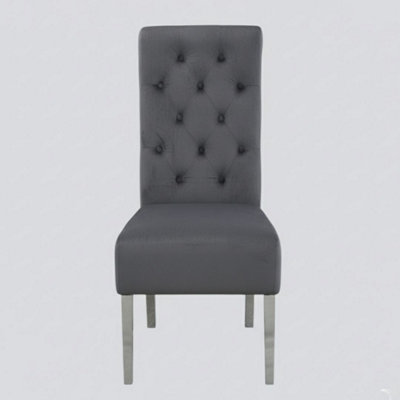 Stratus Interiors Emma Tall Velvet Lion Knocker Dining Chair1 Pcs Dark Grey from B&Q