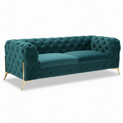 Stratus Interiors Modern Italian Chesterfield Sofa Plush Velvet 3 Seater 195W from B&Q