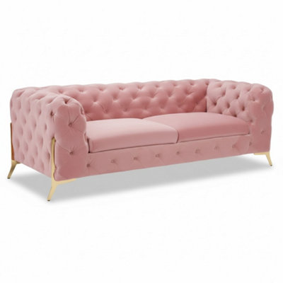 Stratus Interiors Modern Italian Chesterfield Sofa Plush Velvet 3 Seater 195W from B&Q