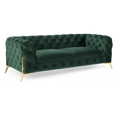 Stratus Interiors Modern Italian Chesterfield Sofa Plush Velvet 3 Seater 195W from B&Q