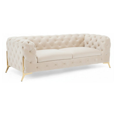Stratus Interiors Modern Italian Chesterfield Sofa Plush Velvet 3 Seater 195W from B&Q