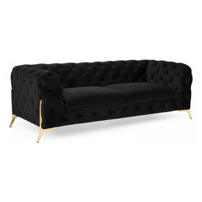 Stratus Interiors Modern Italian Chesterfield Sofa Plush Velvet 3 Seater 195W from B&Q