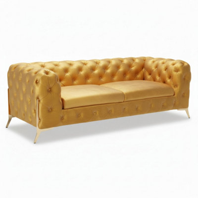 Stratus Interiors Modern Italian Chesterfield Sofa Plush Velvet 3 Seater 195W from B&Q