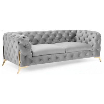 Stratus Interiors Modern Italian Chesterfield Sofa Plush Velvet 3 Seater 195W from B&Q