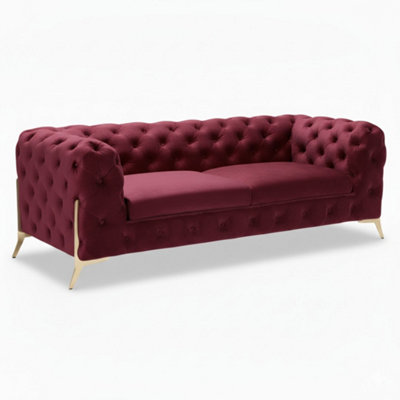 Stratus Interiors Modern Italian Chesterfield Sofa Plush Velvet 3 Seater 195W from B&Q
