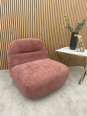Stratus Interiors Miami Boucle Swivel Accent ChairBlush Orange from B&Q
