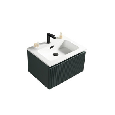 Flauto Midnight Wall Hung Basin Drawer Vanity 600mm from B&Q