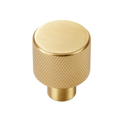 Plank Hardware Plank Hardware Satin Brass Effect Round Knurled Cabinet Knob (Dia)25mm from B&Q