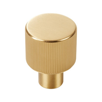 Plank Hardware Plank Hardware Satin Brass Effect Round Grooved Cabinet Knob (Dia)25mm from B&Q