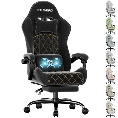  - Precision Synergie Fabric Gaming ChairMassage Computer Chair With FootrestLumbar Support & Height Adjustable For HomeBlack