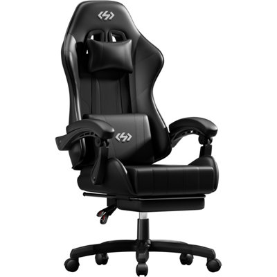  - Precision Synergie Gaming Chair For AdultsReclining Computer Chair With FootrestLumbar SupportHeadrestBlack