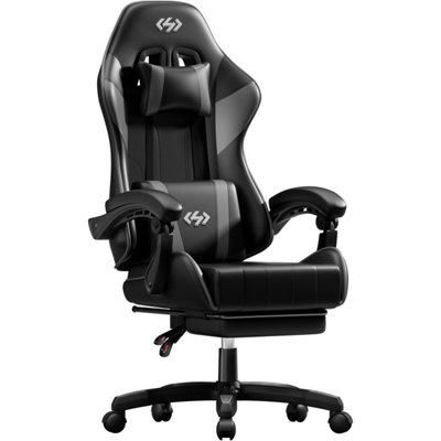  - Precision Synergie Gaming Chair For AdultsComputer Chair Recliner With FootrestHeadrestLumbar SupportGrey