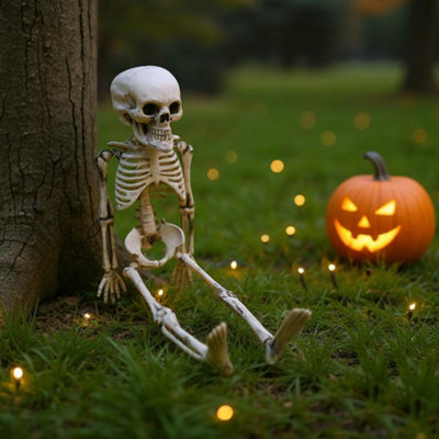 Living And Home Halloween Realistic Full Body Hanging Skeleton Prop Decoration Posable Joints 30Cm