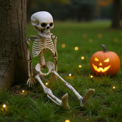 Living And Home Halloween Realistic Full Body Hanging Skeleton Prop Decoration Posable Joints 40Cm