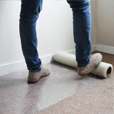 Living And Home Temporary Clear Self Adhesive Protective Flim Roll  Carpet Protection Film 60Cm W X 10M L from B&Q