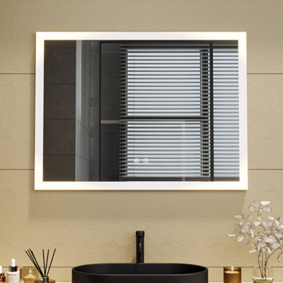 Living And Home Frameless Anti-Fog Dimmable Led Wall Mirror Bathroom Mirror 80X60Cm from B&Q